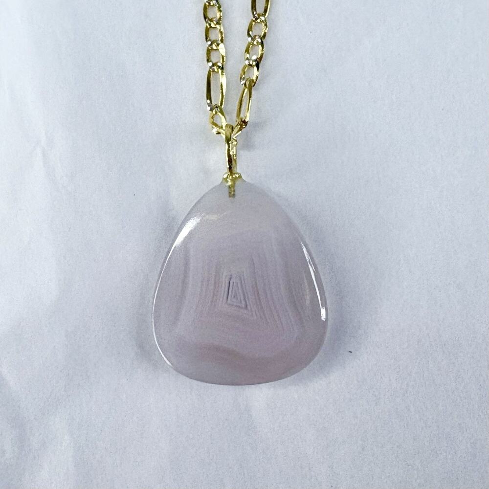 Agate Garnet Sterling Silver Gold Vermeil Pendant Necklace Figaro Chain 20” - Picture 3 of 6